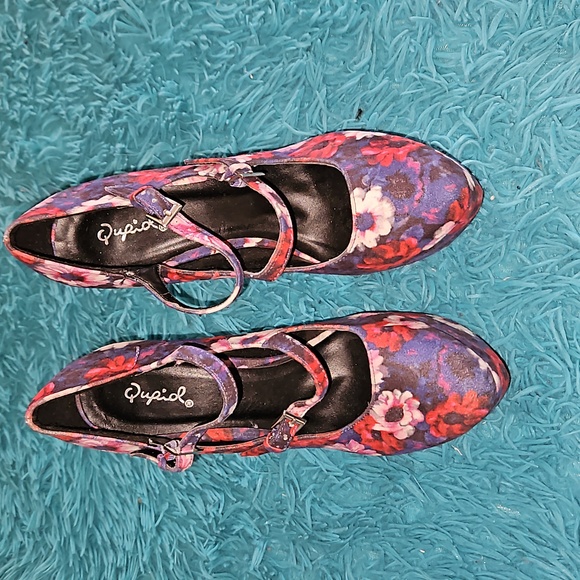 Qupid Floral Strappy Stilettos Size 8.5 - Picture 2 of 7